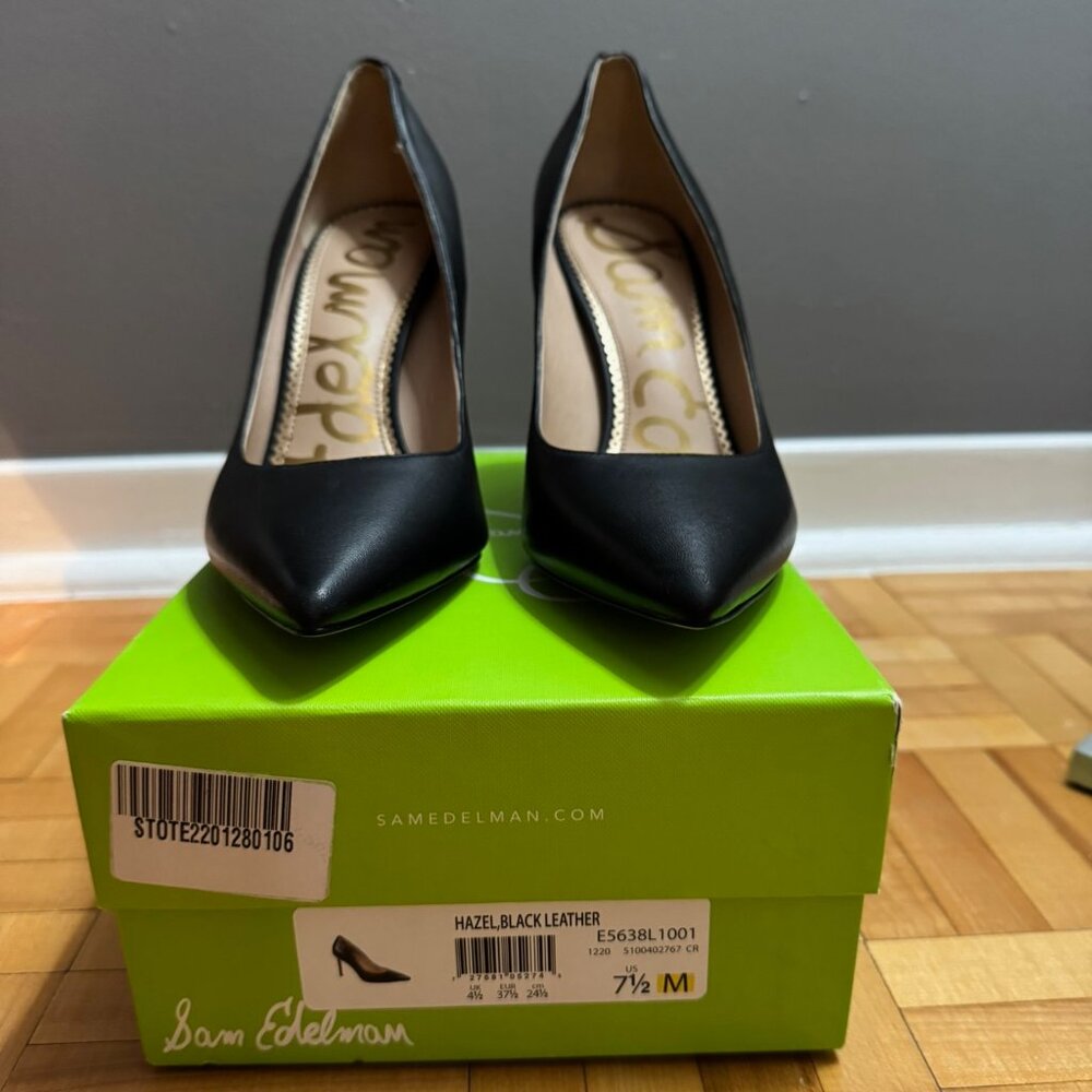 SAM EDELMAN: 'Hazel' Leather Pointed Toe Heel (Pre-Loved)